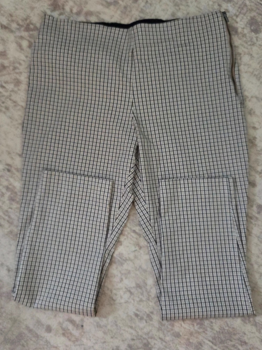 A New Day Plaid Straight-Leg Skinny Pants Trousers in White & Brown